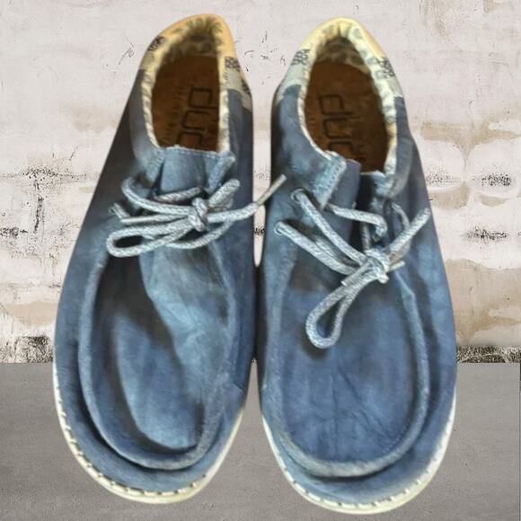 Hey Dude Men's Wally Linen Blue Casual Loafers Lightweight Comfort Size 8 - Picture 1 of 6